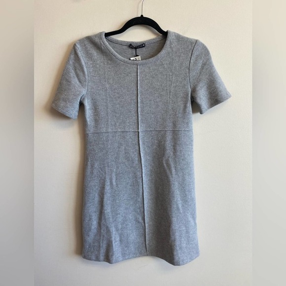 NWT ZARA Basics Grey Shirt Sleeve Mini Dress Extra Soft Size Small - Picture 5 of 10